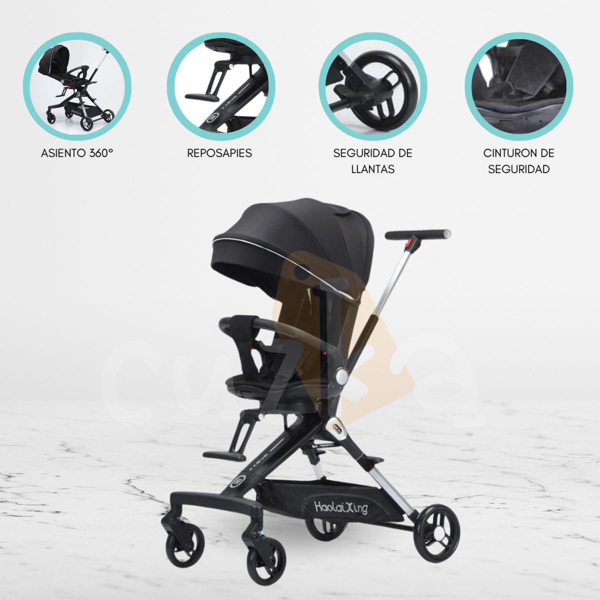 CUZKA - Coche Deportivo para Bebes «MATTERNO» Black