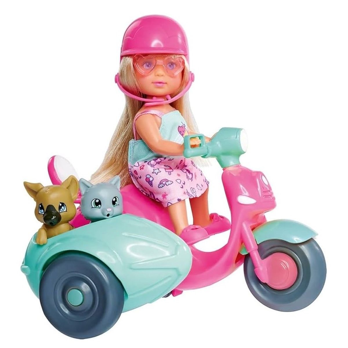 EVI LOVE - Juguete Muñeca Evi Love con Moto y Coche + Mascota