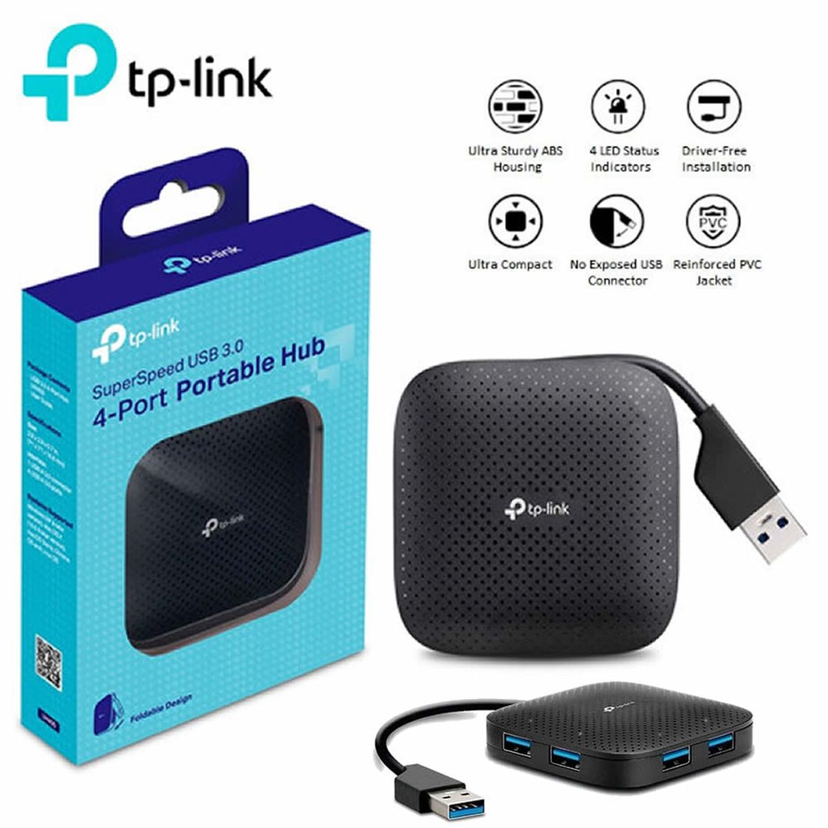 TP LINK - TP LINK UH400 USB 3.0 4-Port Portable Hub