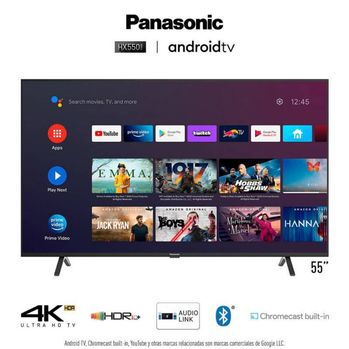 PANASONIC - Televisor Panasonic 55 Led 4k Uhd Android Tv TC-55HX550P