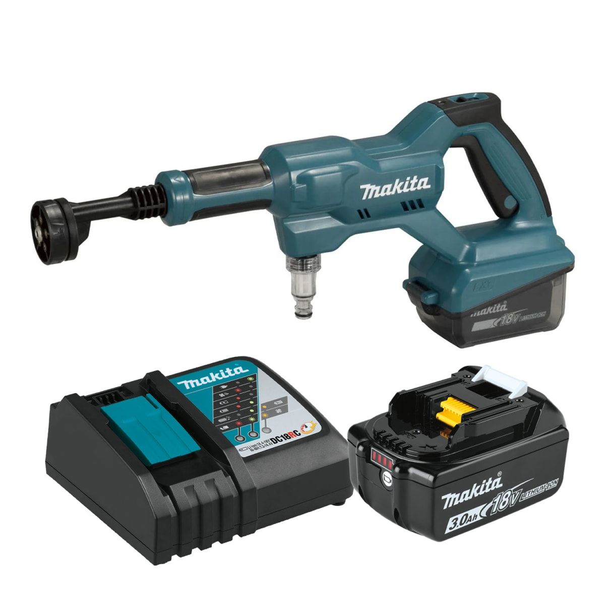 MAKITA - Hidrolavadora 18v Lxt BL + 1 bateria de 3ah + 1 cargador Makita Dhw180