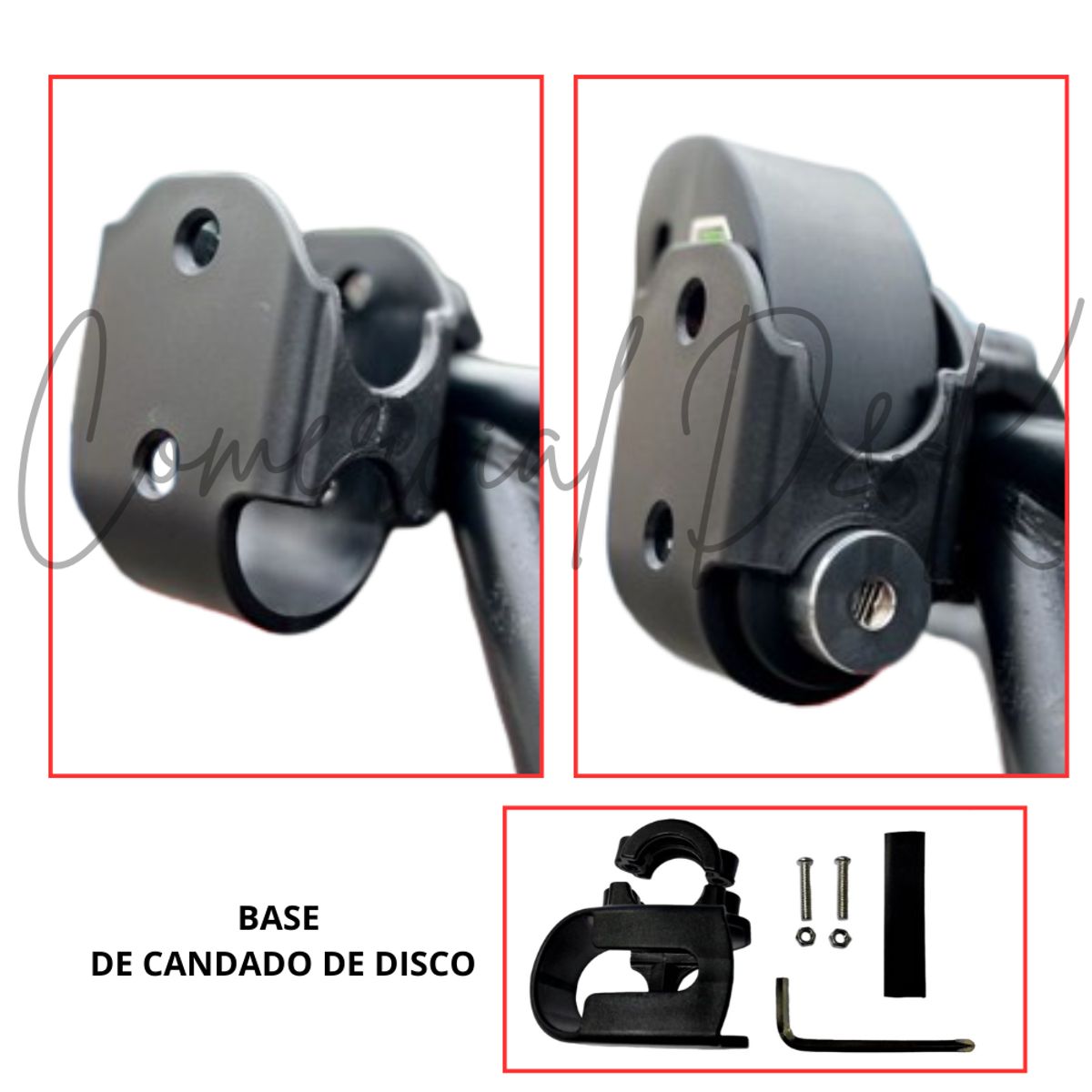 GENERICO - Candado de disco con alarma + BASE motocicleta y bicicleta