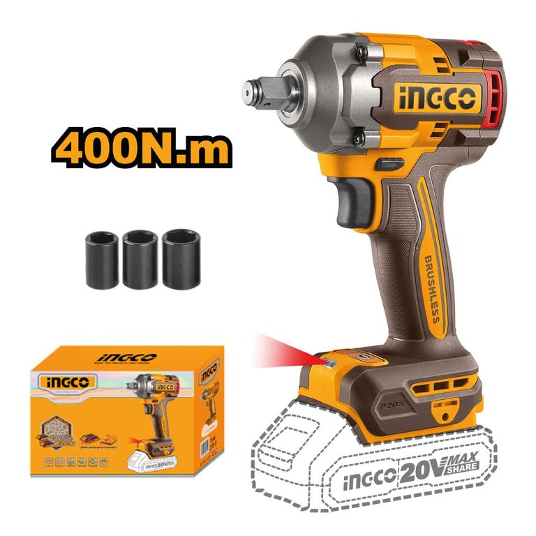 INGCO Chiave A Impulsi 850Nm 20V – Potenza Estrema, Batteria E Caricatore Non Inclusi