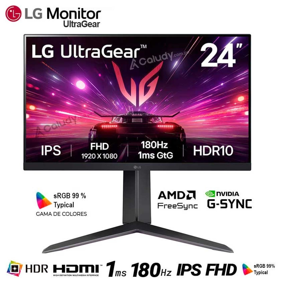 LG - Monitor Gamer LG UltraGear 24GS65F-B IPS FHD 180Hz 1ms NVIDIA G-Sync