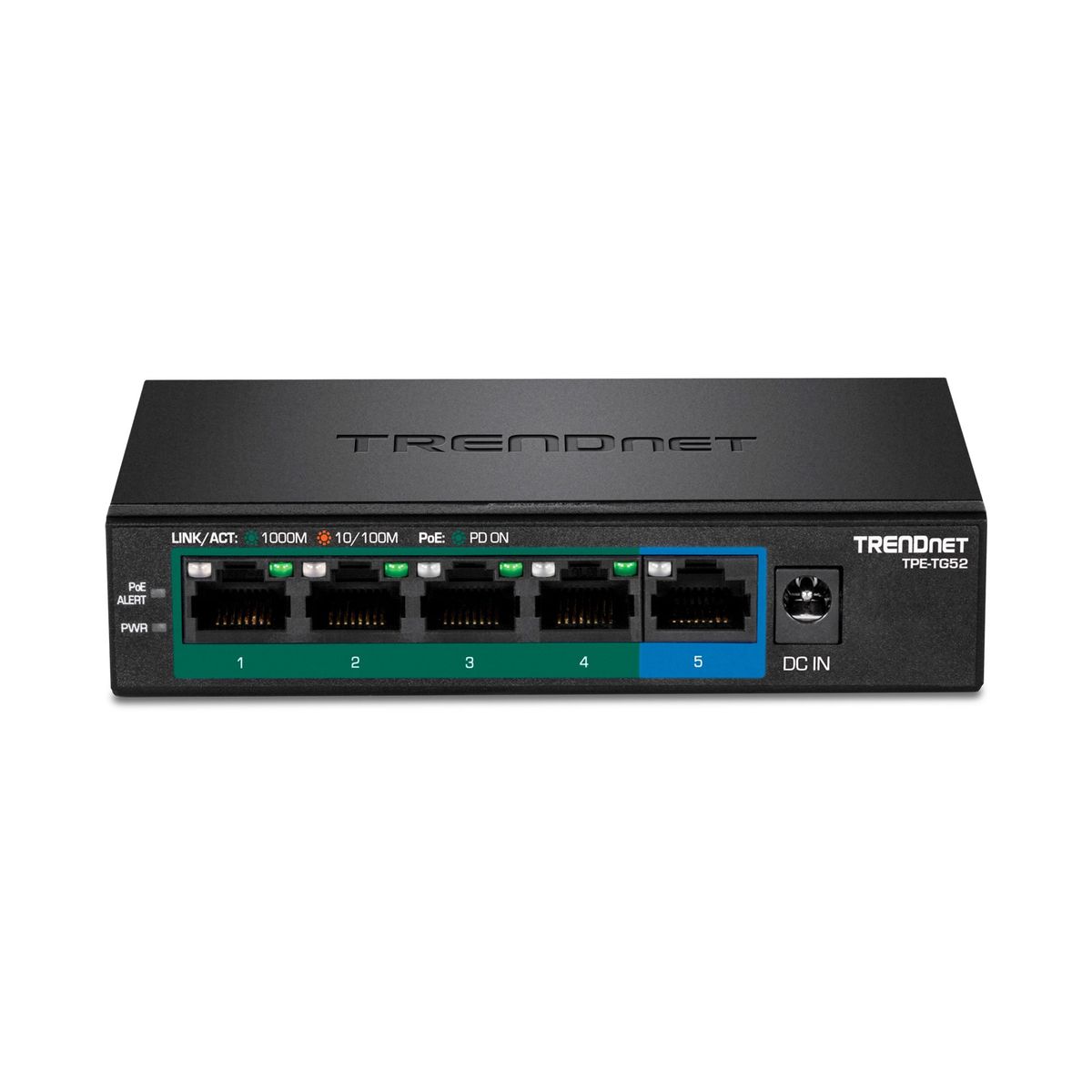 TRENDNET - SWICTH DE RED TRENDNET DE 5 PUERTOS POE+ GIGABIT NEGRO PN TPE-TG52
