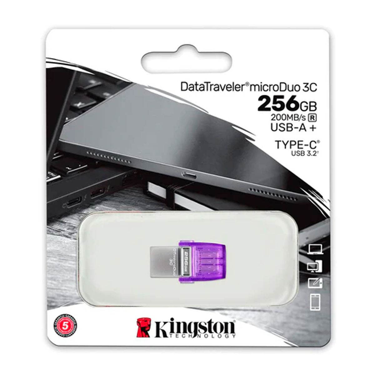 KINGSTON - UNIDAD FLASH KINGSTON DATATRAVELER 256GB VIOLETA PN DTDUO3CG3256GB