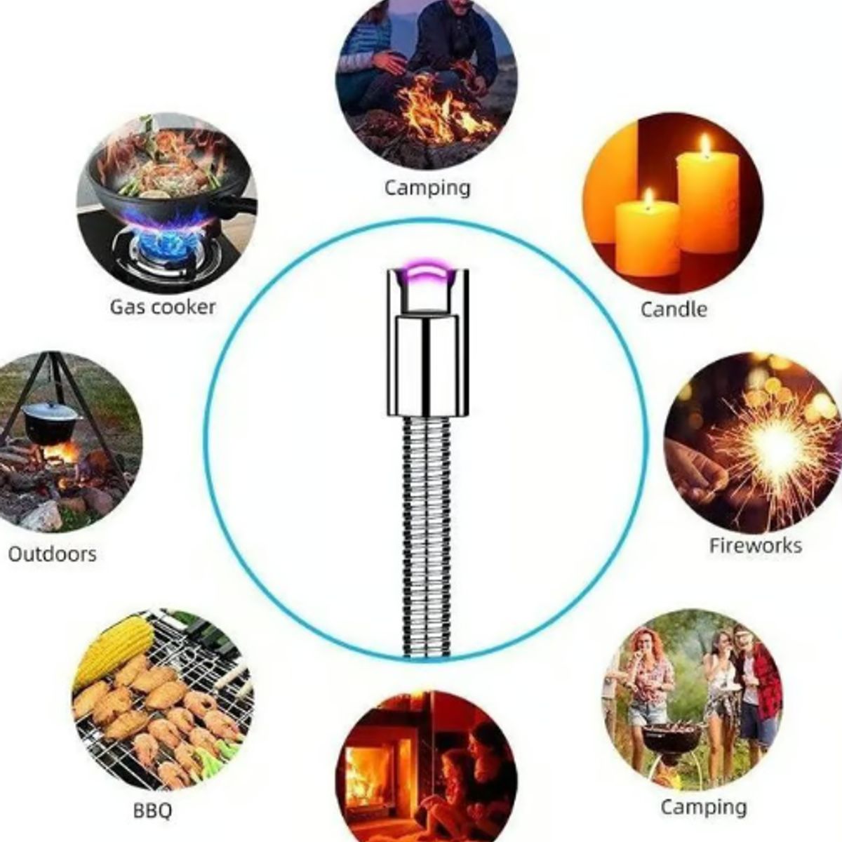 GENERICO - Encendedor eléctrico de cocina recargable USB - Plateado