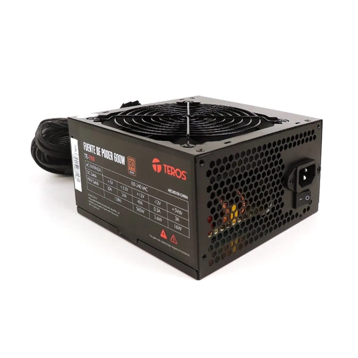 TEROS - Fuente De Poder 600W - Atx 80 Plus, Teros Certificada