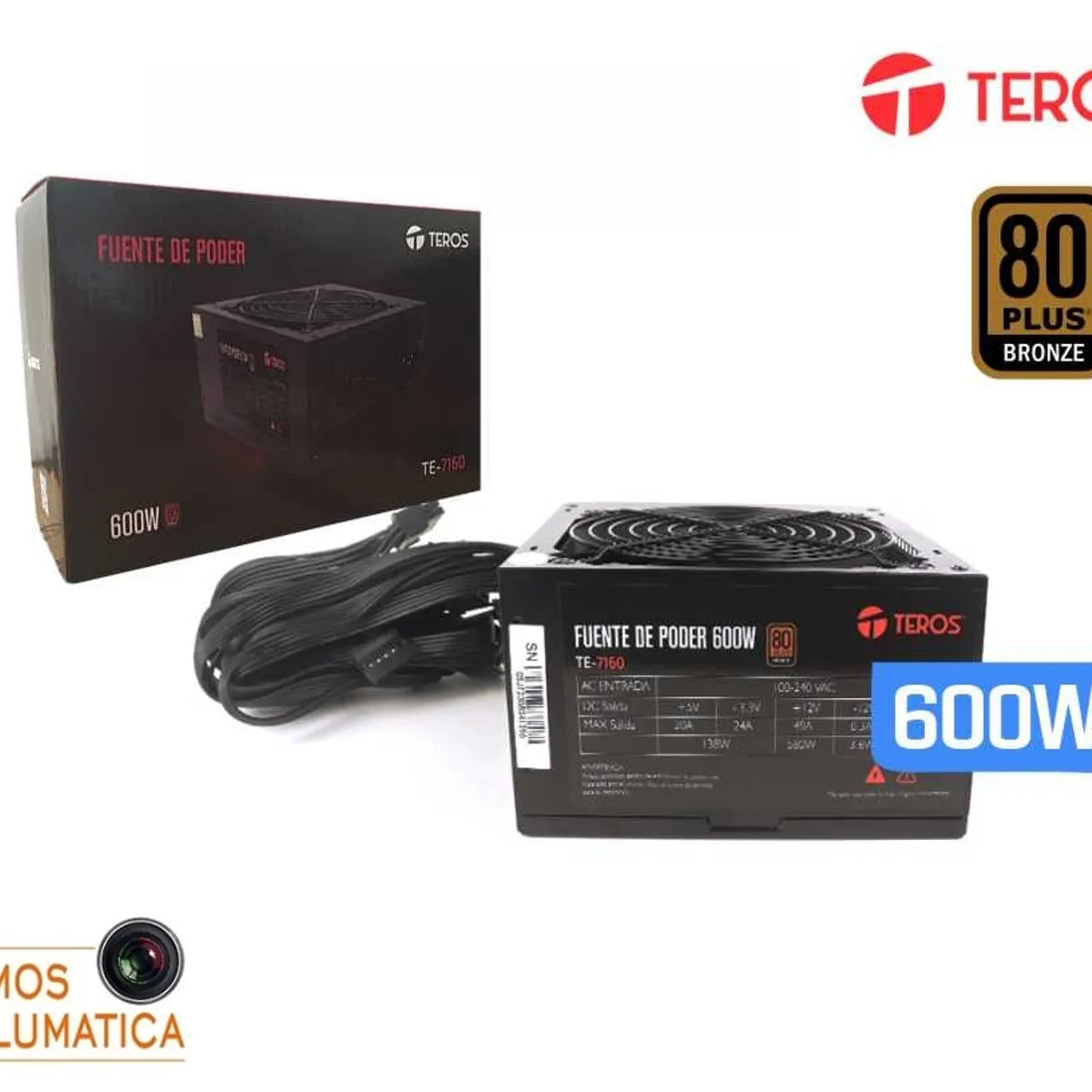 TEROS - Fuente De Poder 600W - Atx 80 Plus, Teros Certificada