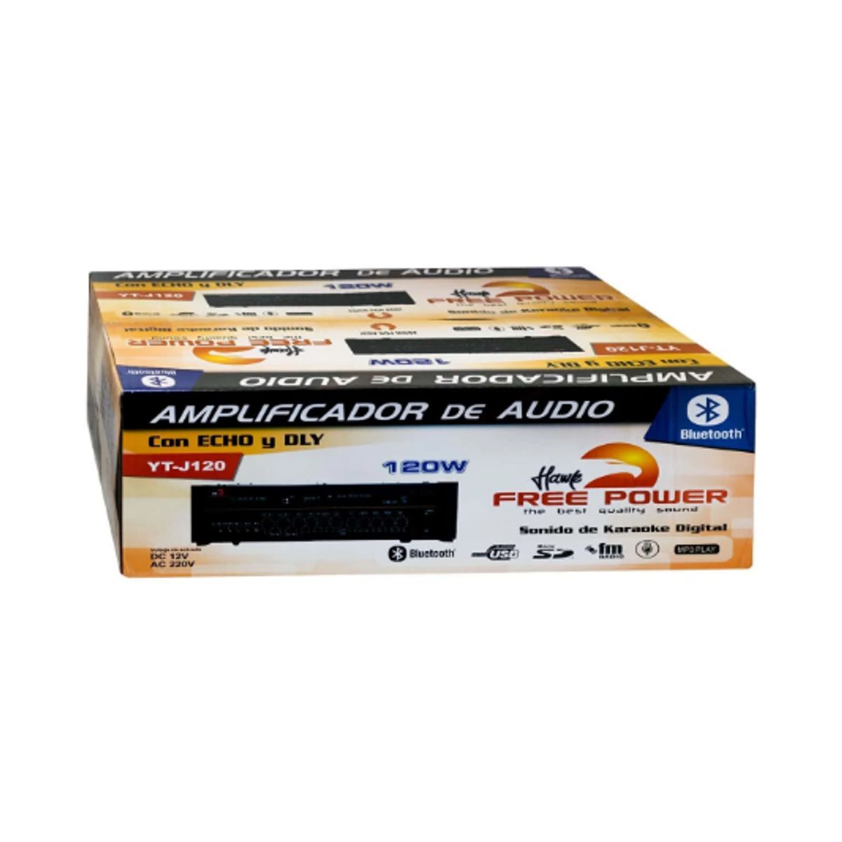 GENERICO - Amplificador de Audio 120W 5 MIC USB/SD/FM YT-J120 FREE POWER