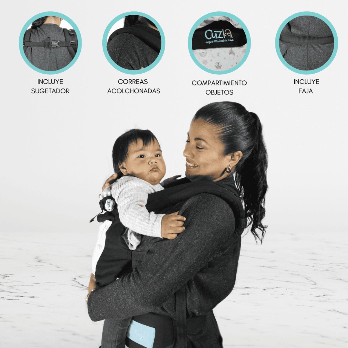 CUZKA - Canguro para Bebé Ergonómico 4 en 1 »PORTER» Blue