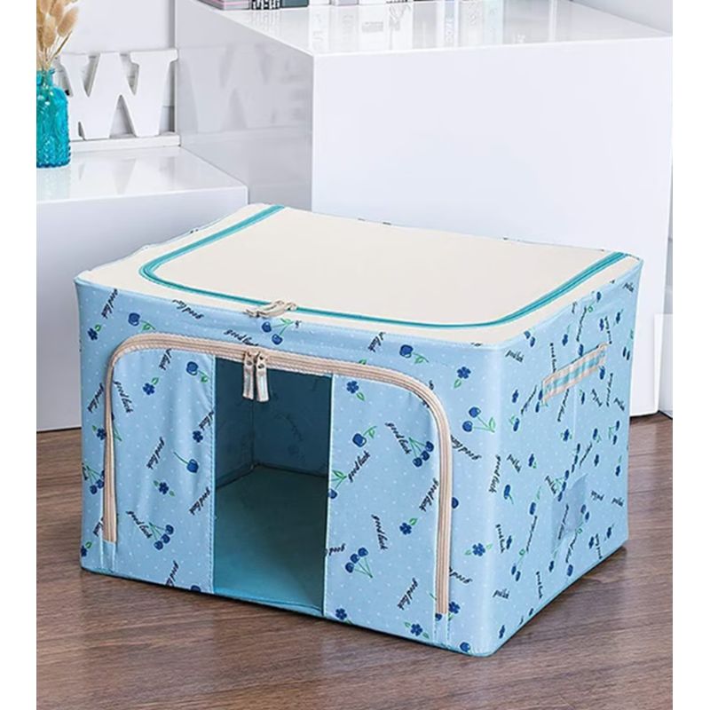 GENERICO - CESTA CAJA ALMACENAMIENTO PLEGABLE CON CIERRE  EDREDONES  - CELESTE