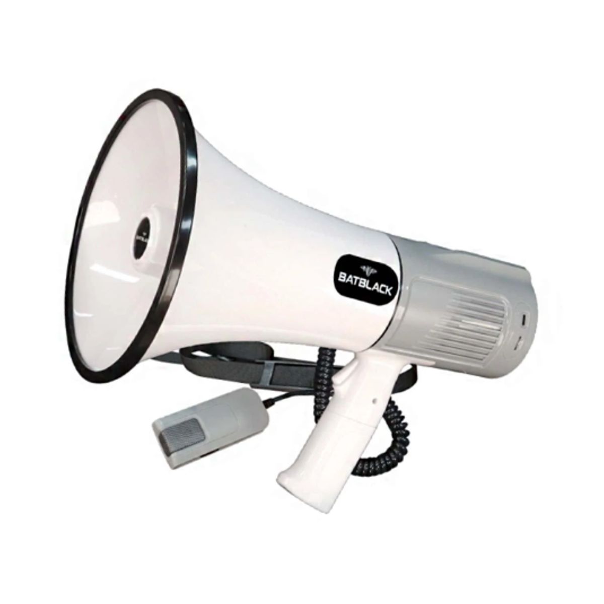 BATBLACK - Megáfono Recargable 120W con Sistema de Grabación Sirena Blt y USB