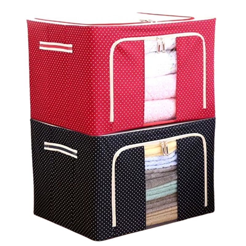 GENERICO - CAJA ALMACENAMIENTO PLEGABLE CON CIERRE  EDREDONES  - ROSADO