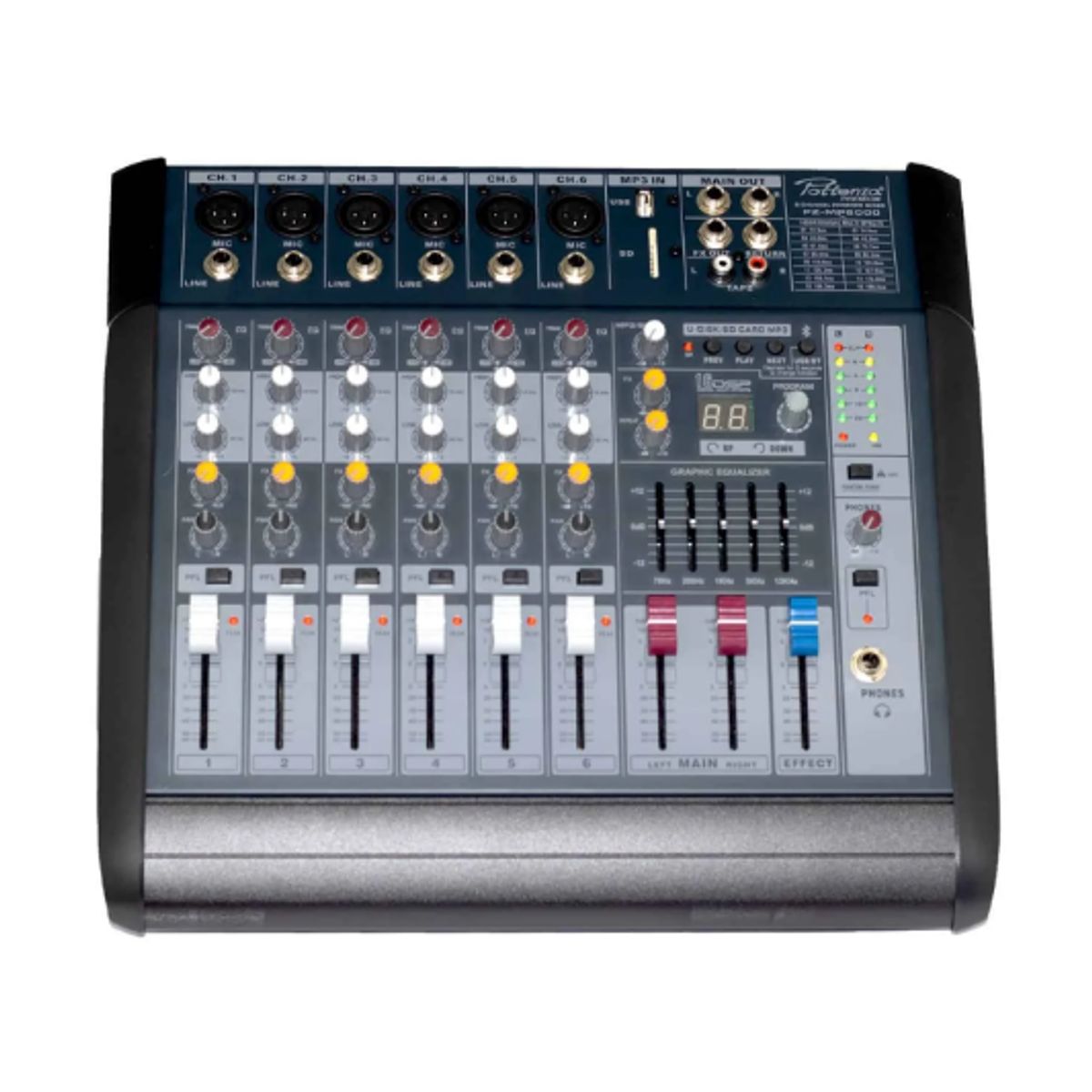 GENERICO - Consola Amplificada 6 canales 2x170W USB/MP3/BT PZ-MP6000 POTTENZA