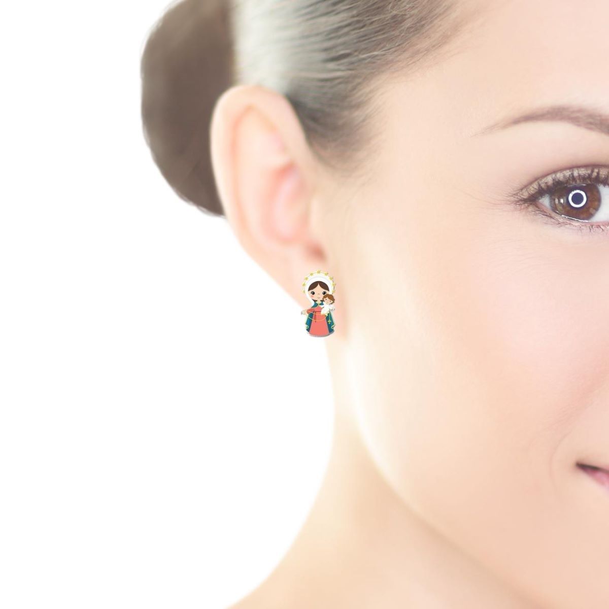 SANTORAL - Aretes Virgen de Carmen - Resina