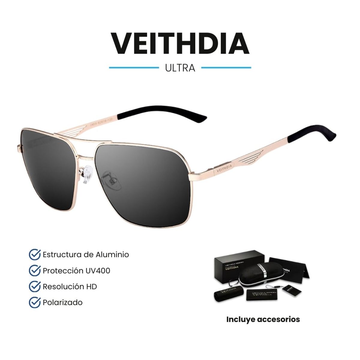 VEITHDIA - Lentes de Sol VEITHDIA Ultra - Polarizados - UV400