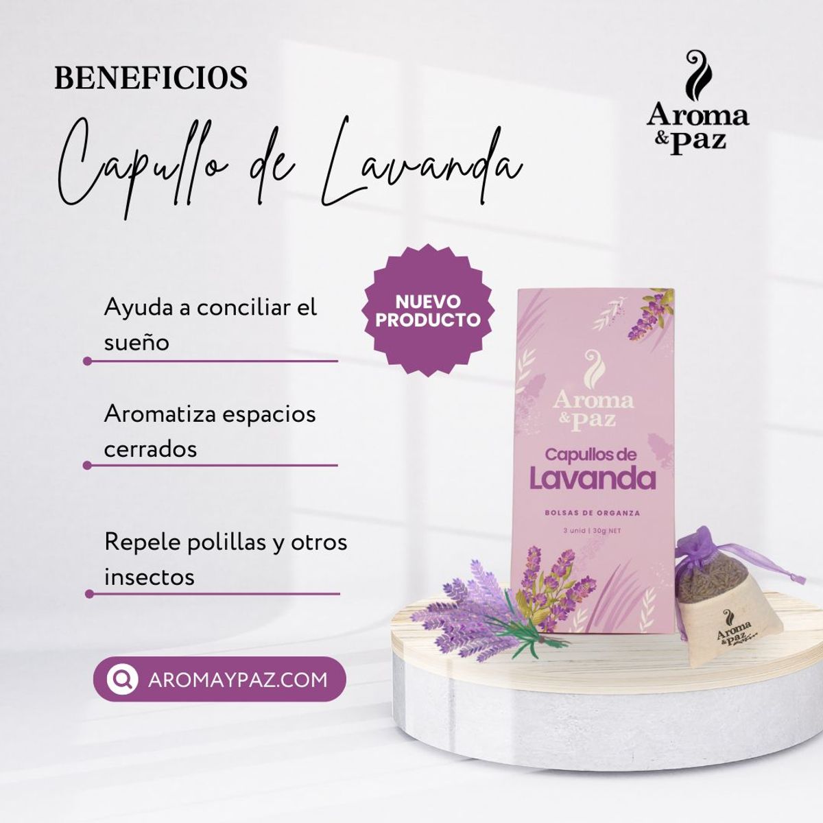 AROMA & PAZ - BOLSITAS DE LAVANDA CAJA X3UNDS