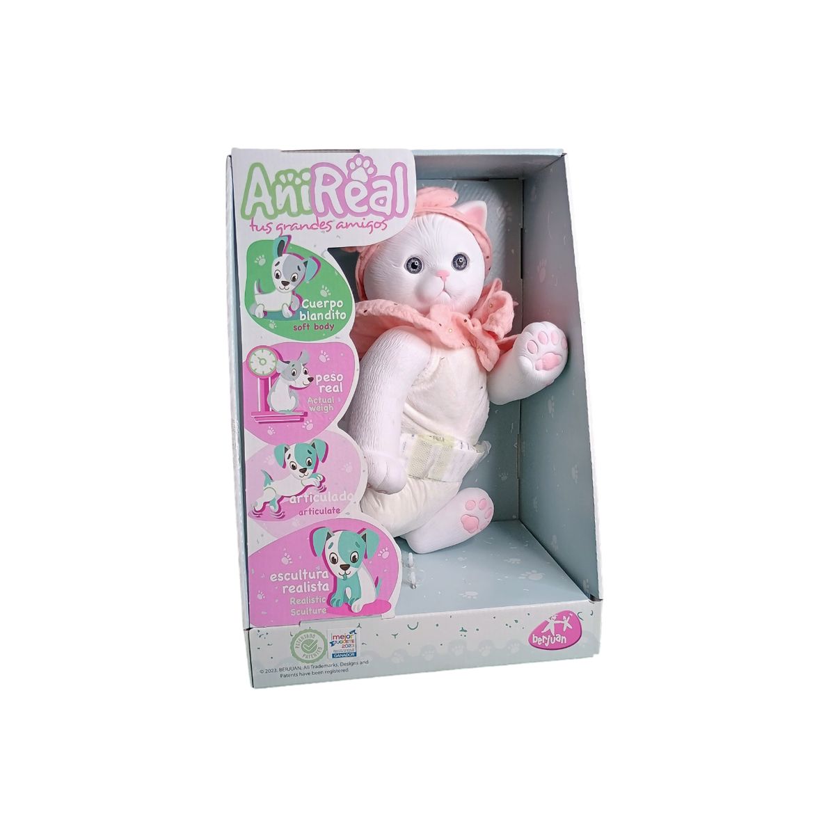 MUÑECAS REBORN - Mascota AniReal Gato Blanco con Peso Real