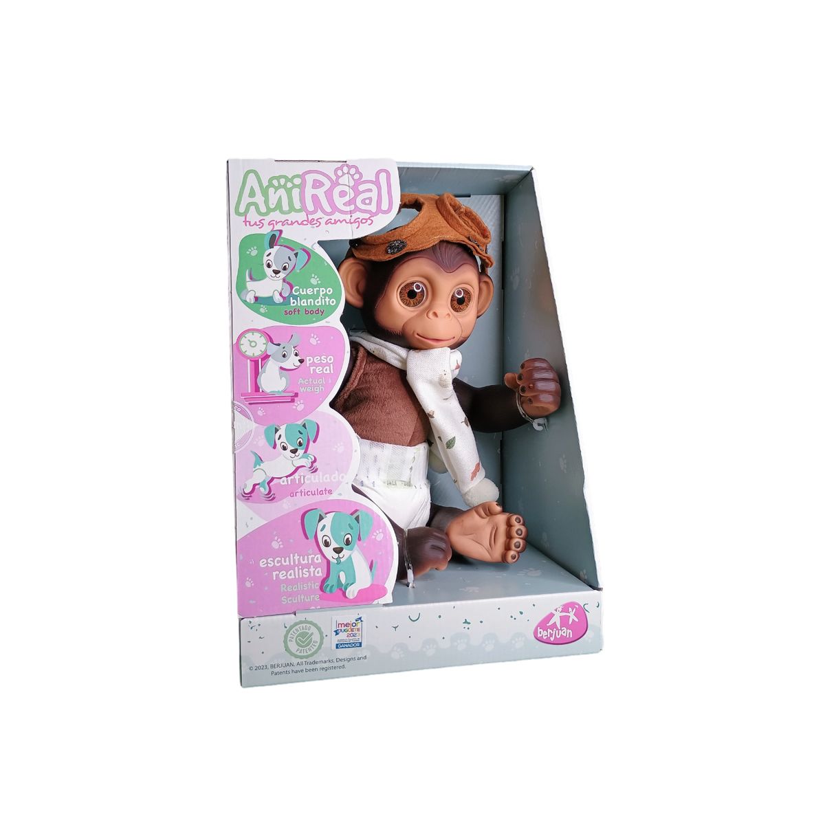 MUÑECAS REBORN - Mascota AniReal Mono Aviador con Peso Real