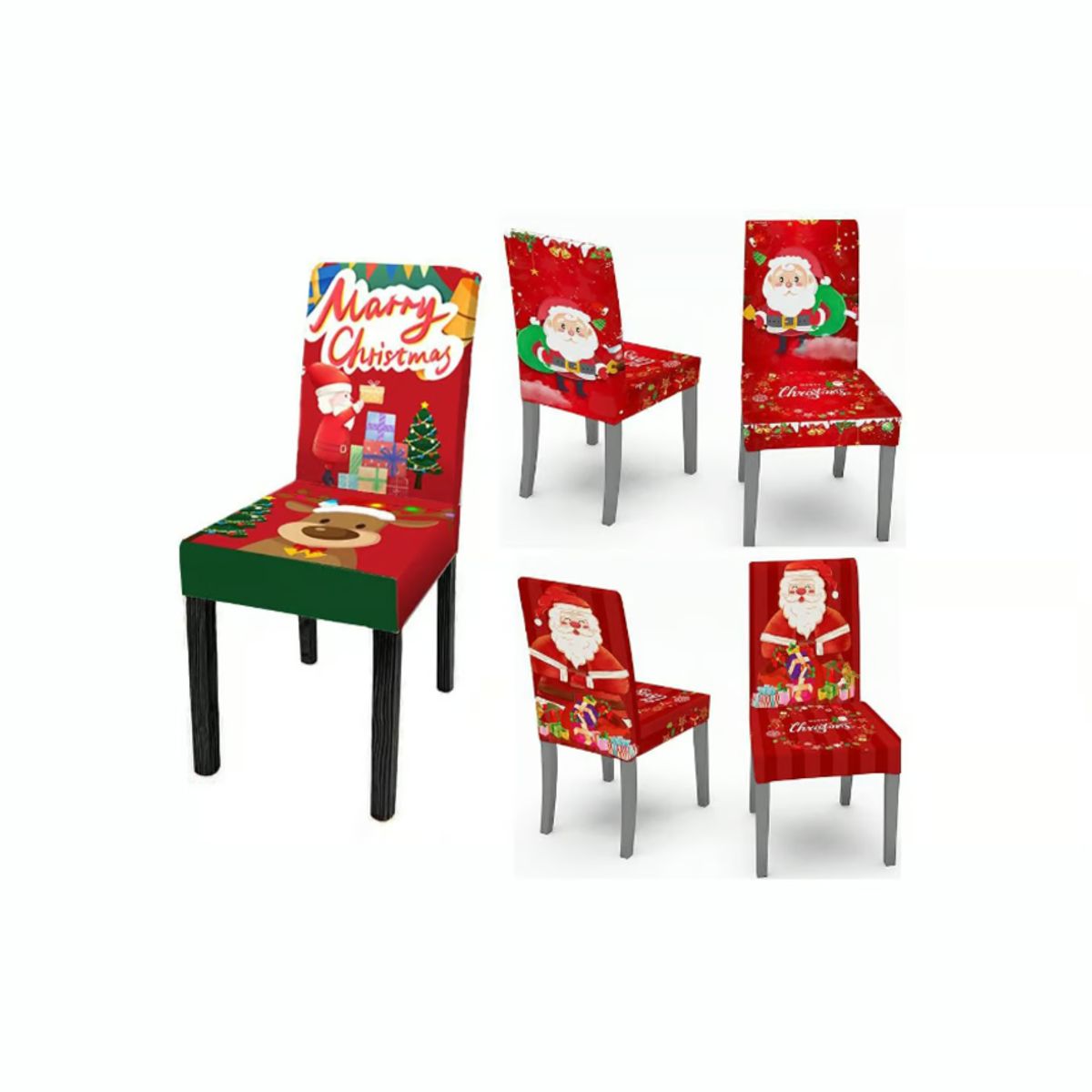 GENERICO - Forros Funda de Silla Navideña Decoración Navidad Pack x4