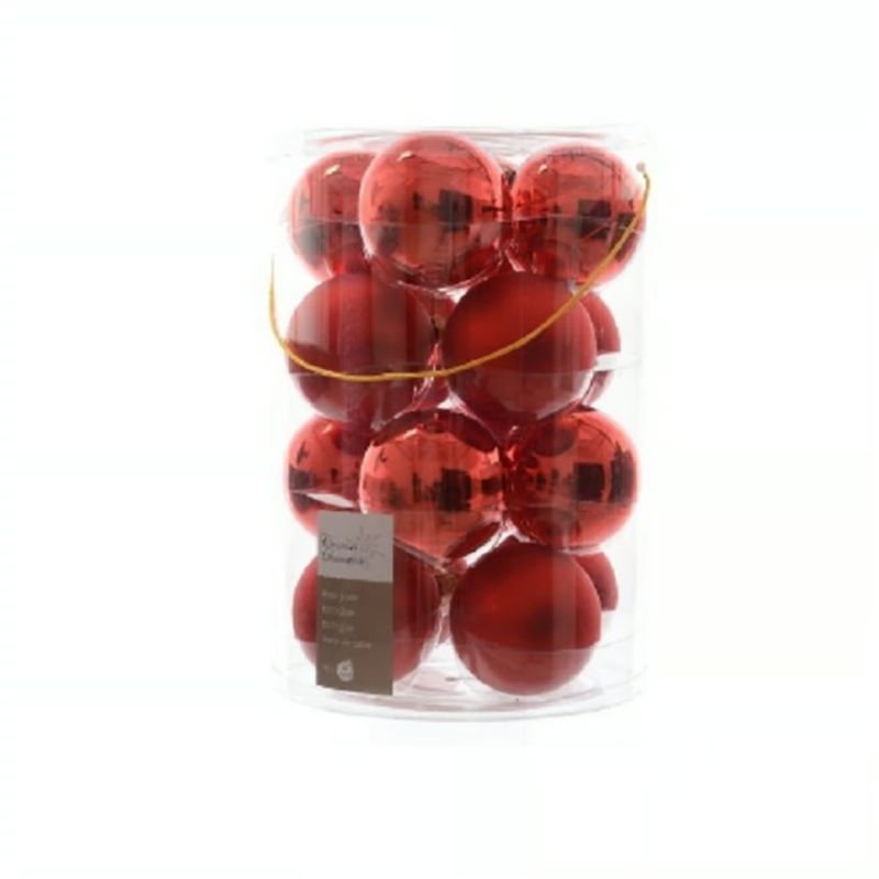 GENERICO - BOLAS DE NAVIDAD ROJAS - SET x16 ESFERAS