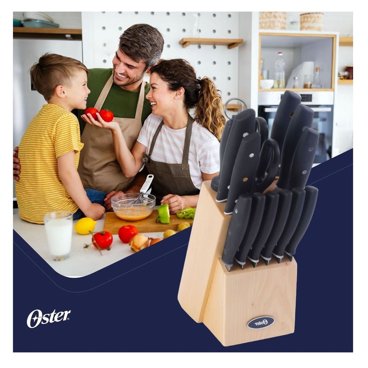 OSTER - Juego de Cuchillos Acero Inoxidable 15 piezas Oster Collister