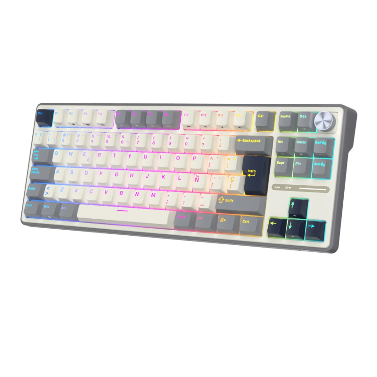 ROYAL KLUDGE - Teclado Mecánico Español RK Royal Kludge R87PRO Creamy Switch