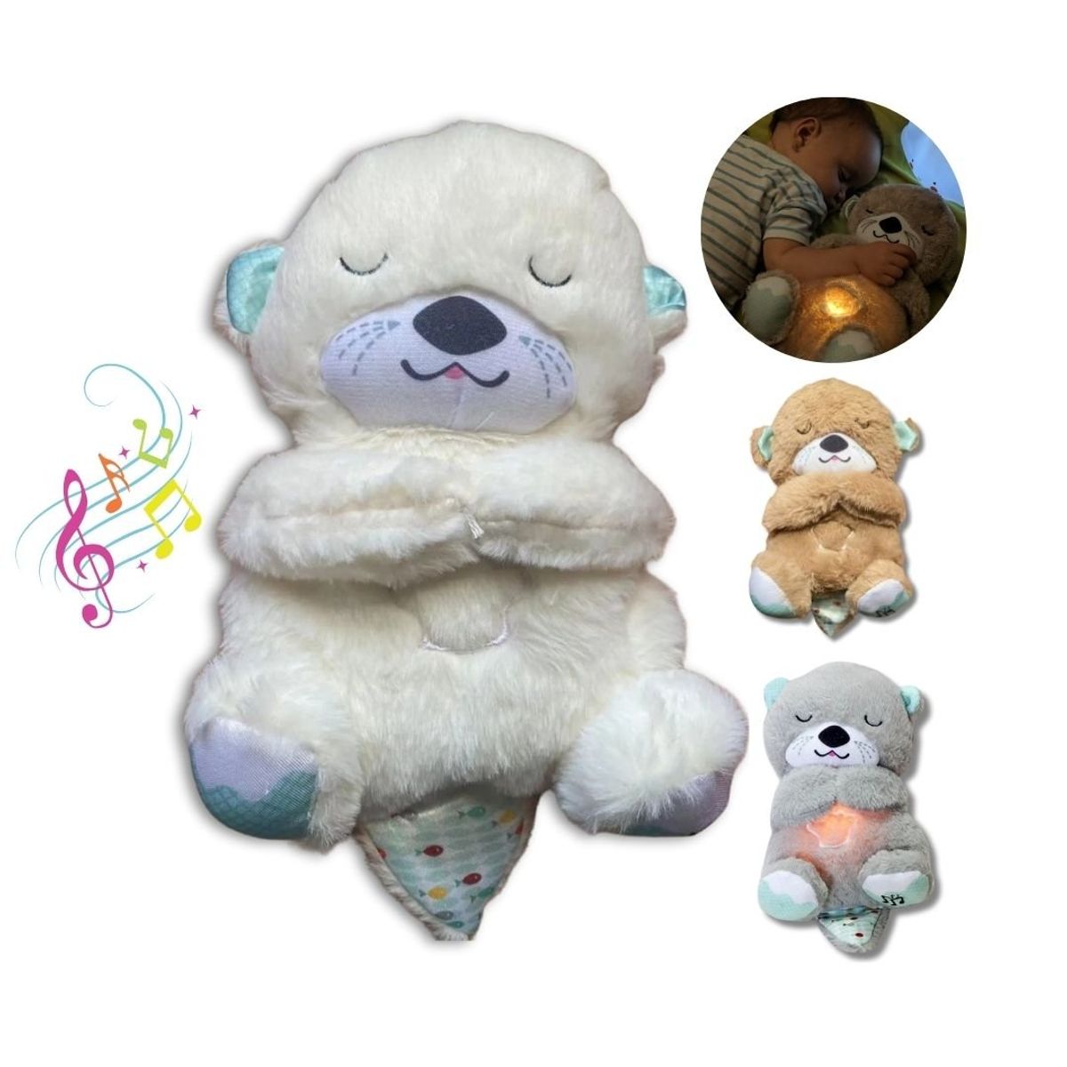 GENERICO - Peluche Nutria Musical Respiracion Sensorial Color Crema