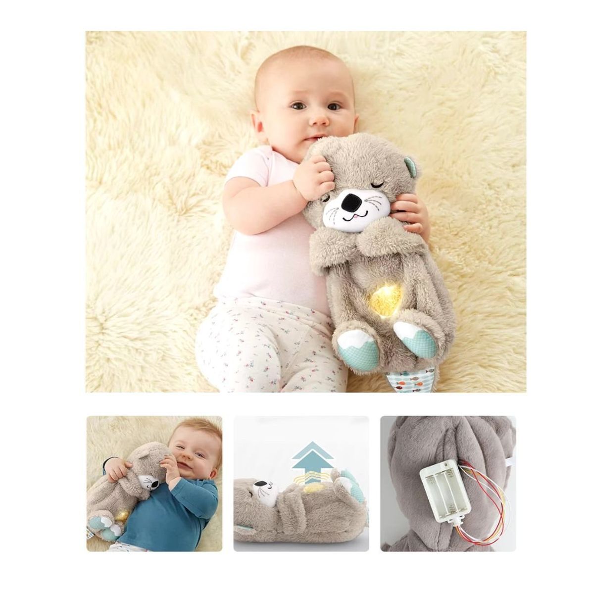 GENERICO - Peluche Nutria Musical Respiracion Sensorial Color Crema