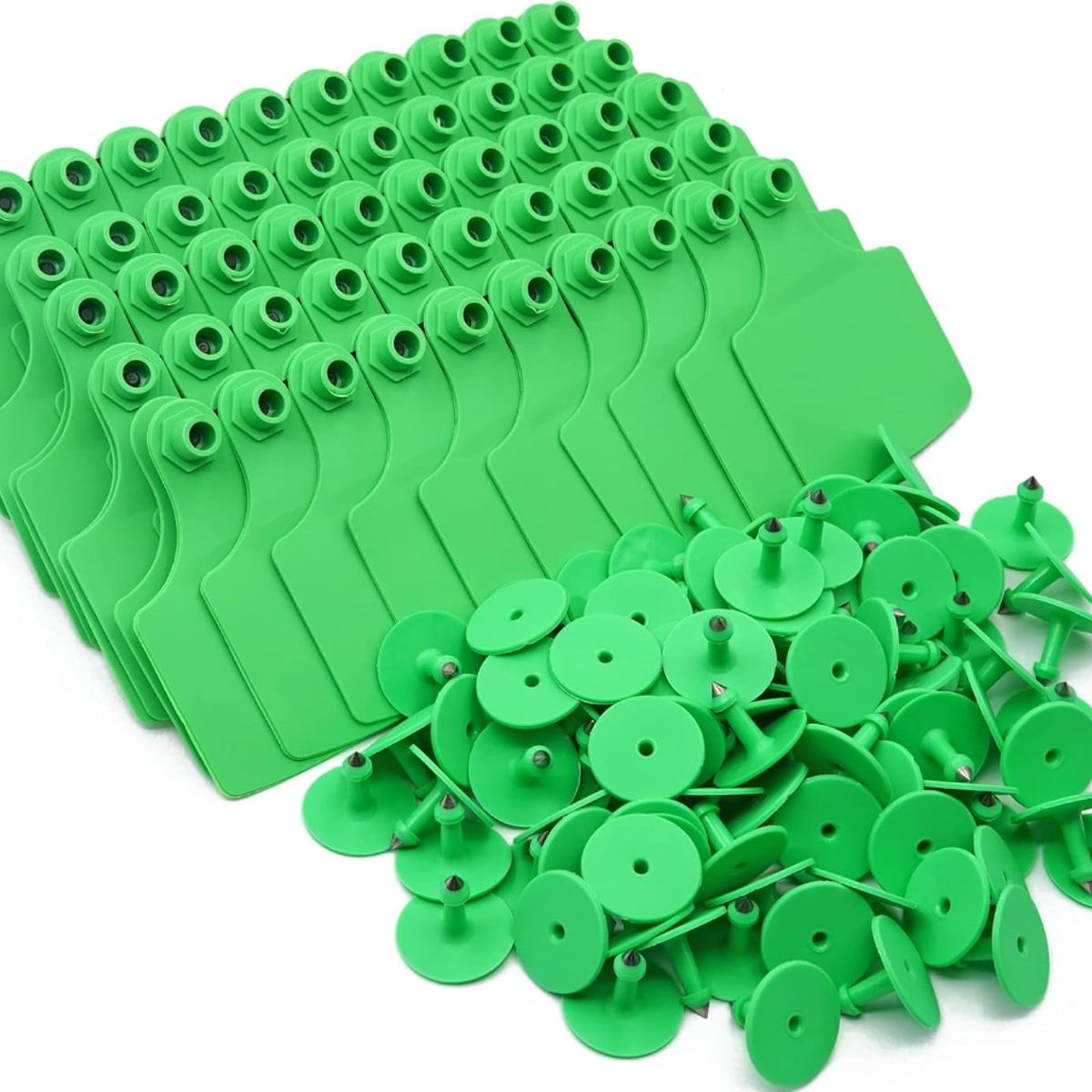 GENERICO - PACK X 100 CROTAL ARETE VERDE PARA VACA 7.5X10 CM