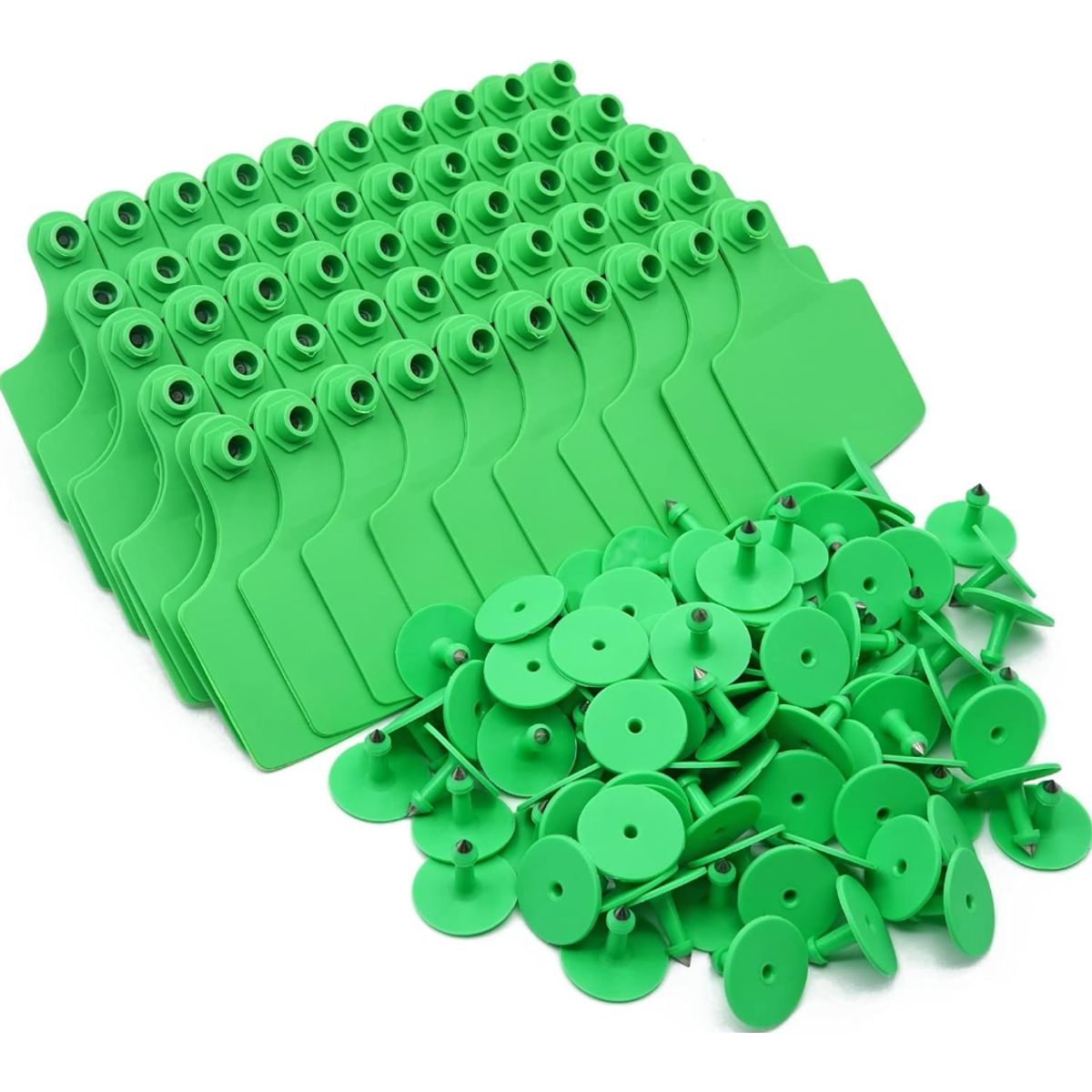 GENERICO - PACK X 100 CROTAL ARETE VERDE PARA VACA 7.5X10 CM