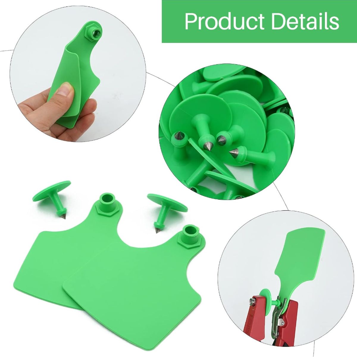 GENERICO - PACK X 100 CROTAL ARETE VERDE PARA VACA 7.5X10 CM