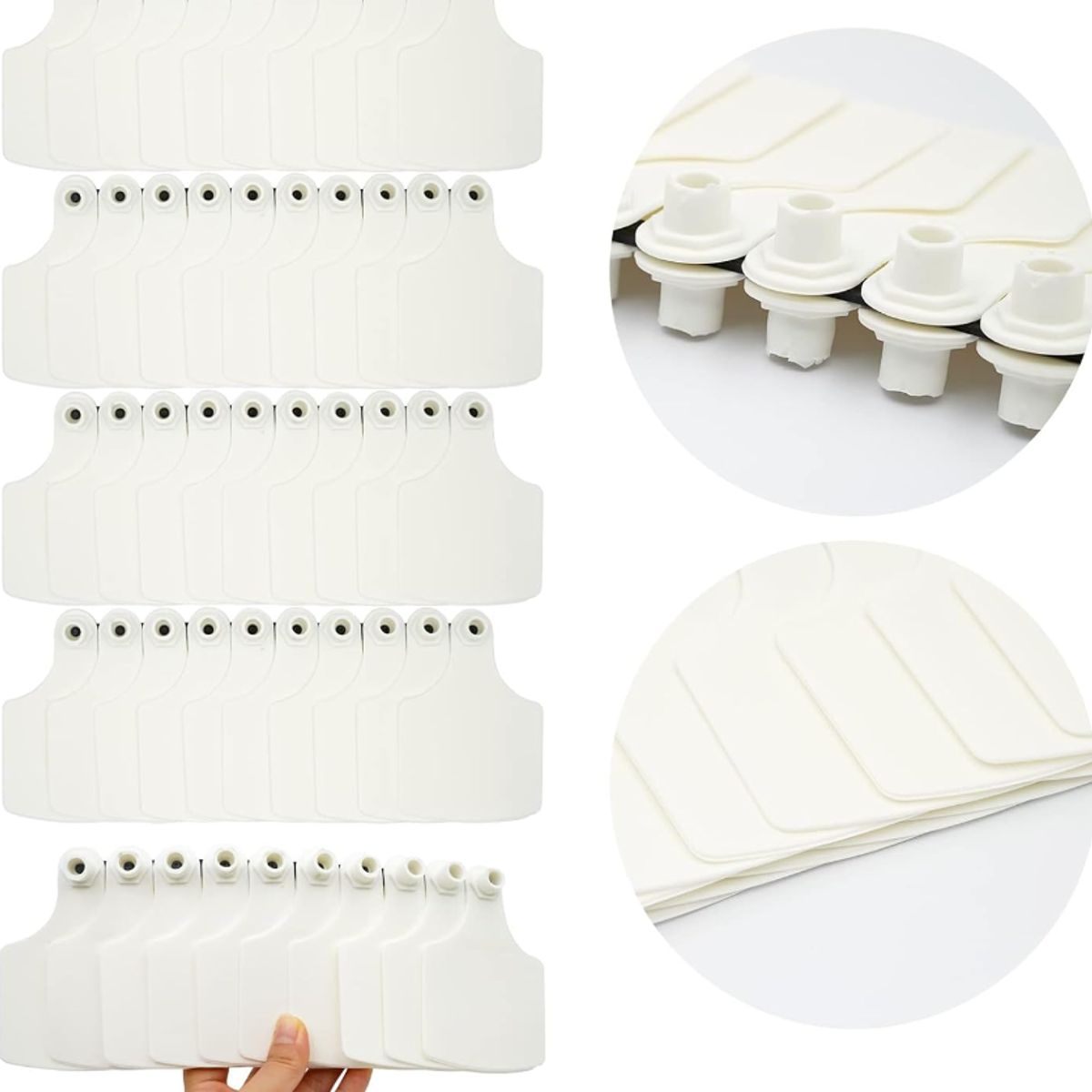 GENERICO - PACK X 100 CROTAL ARETE BLANCO PARA VACA 7.5X10 CM