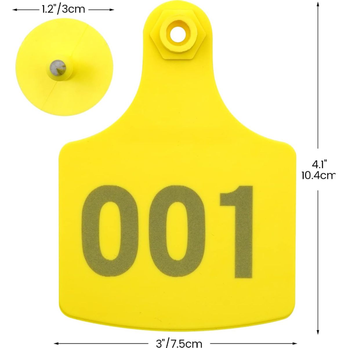 GENERICO - PACK DE 100 CROTAL ARETE VACA AMARILLO 7.5 X 10 CM ENUMERADO