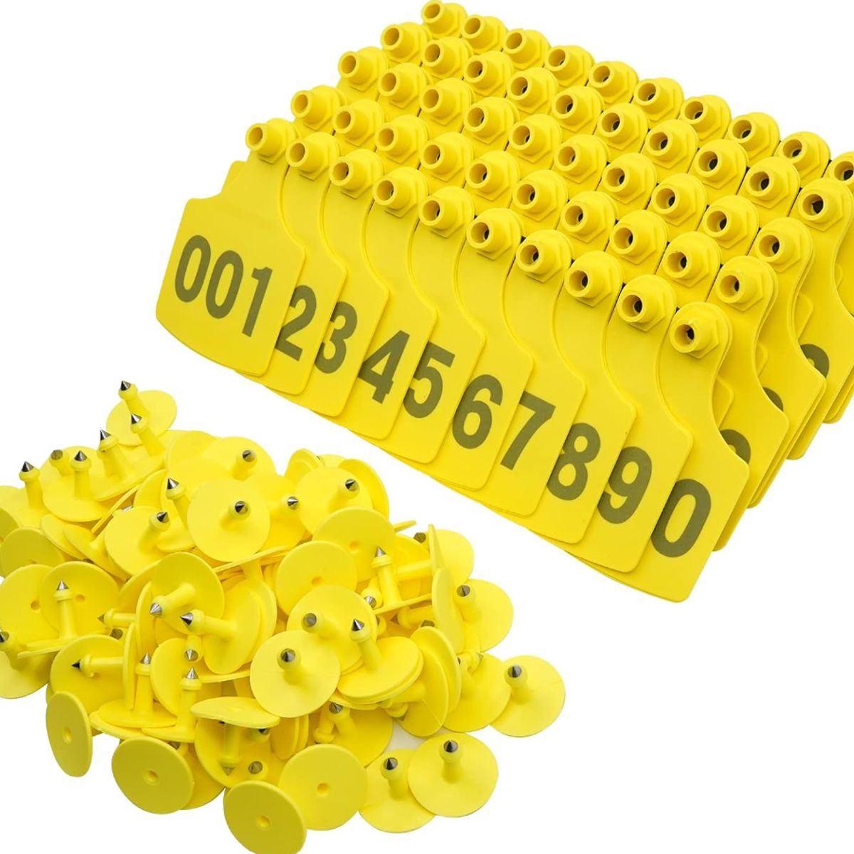 GENERICO - PACK DE 100 CROTAL ARETE VACA AMARILLO 7.5 X 10 CM ENUMERADO