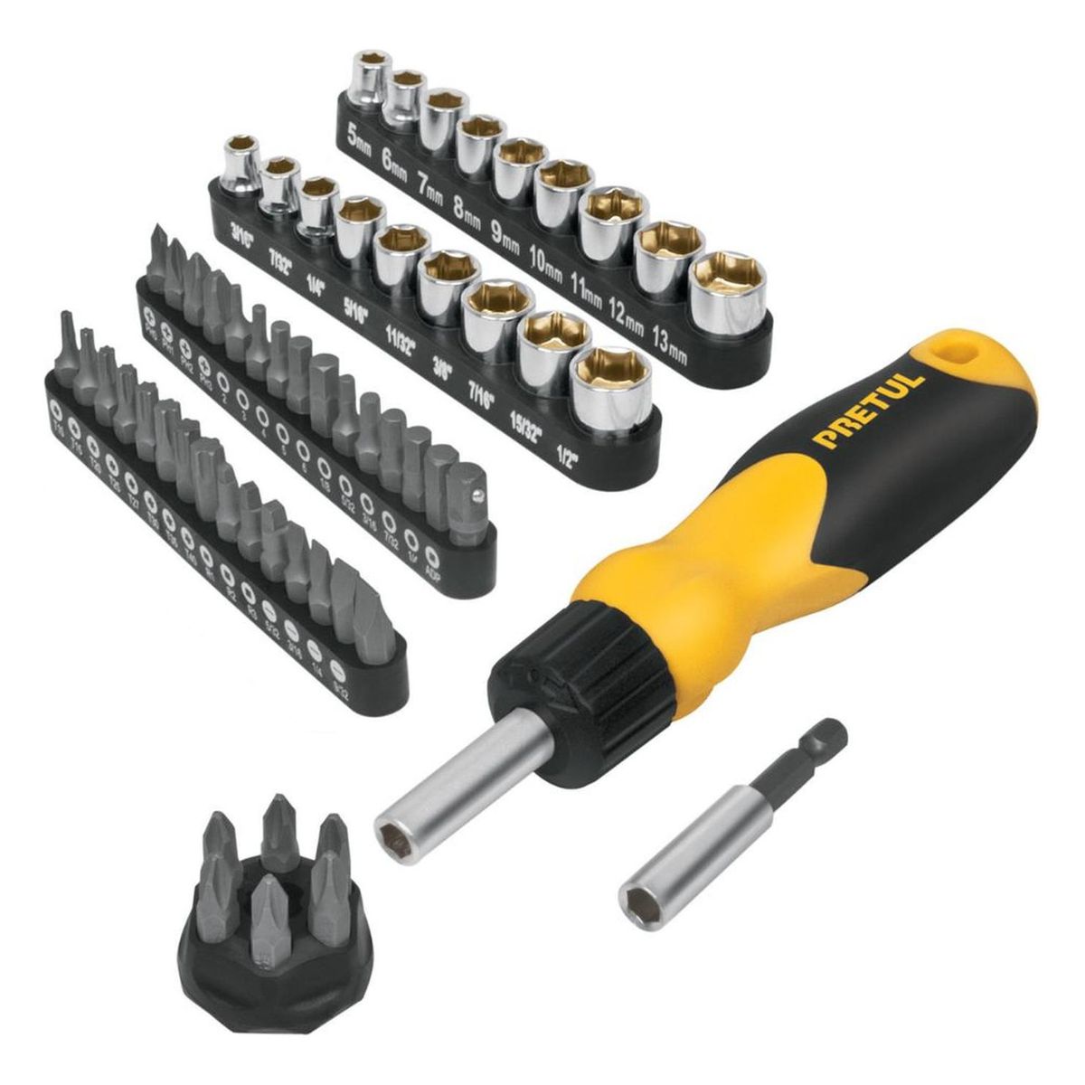 PRETUL - Desarmador Ratchet 35 Puntas y 18 Dados AUTO-61 Pretul