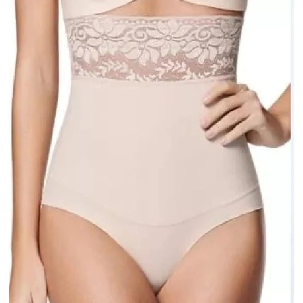 VARIOS - Faja Strapless Calzón Alto Con Encaje Y Silicona