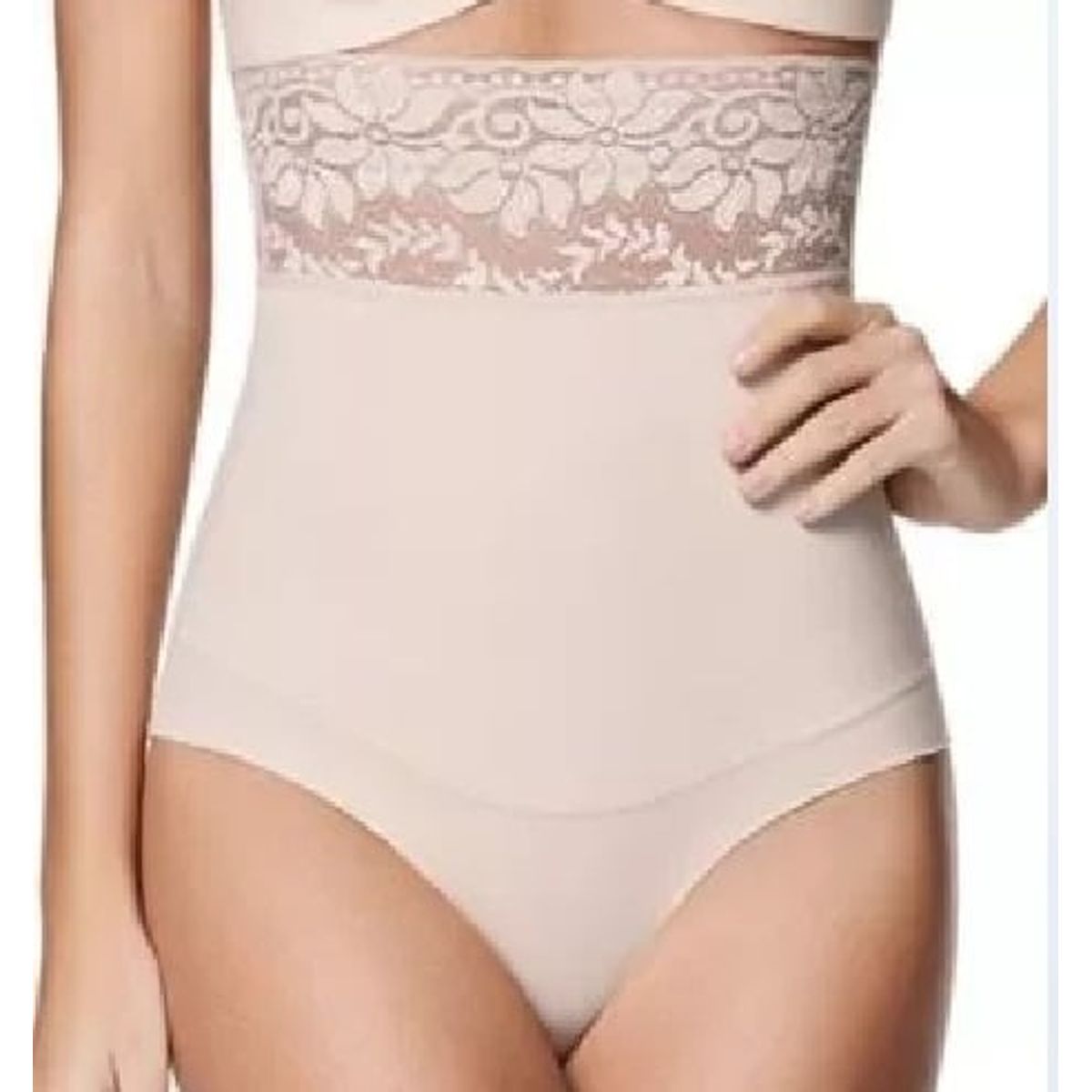 VARIOS - Faja Strapless Calzón Alto Con Encaje Y Silicona