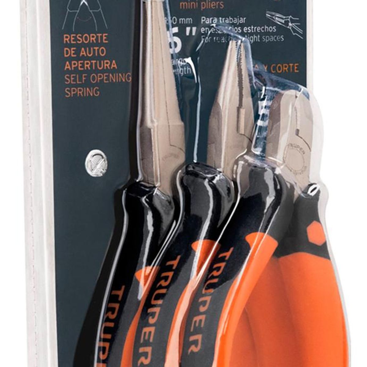 TRUPER - Juego de 3 Mini Pinzas con Mango Comfort Grip 18215 Truper