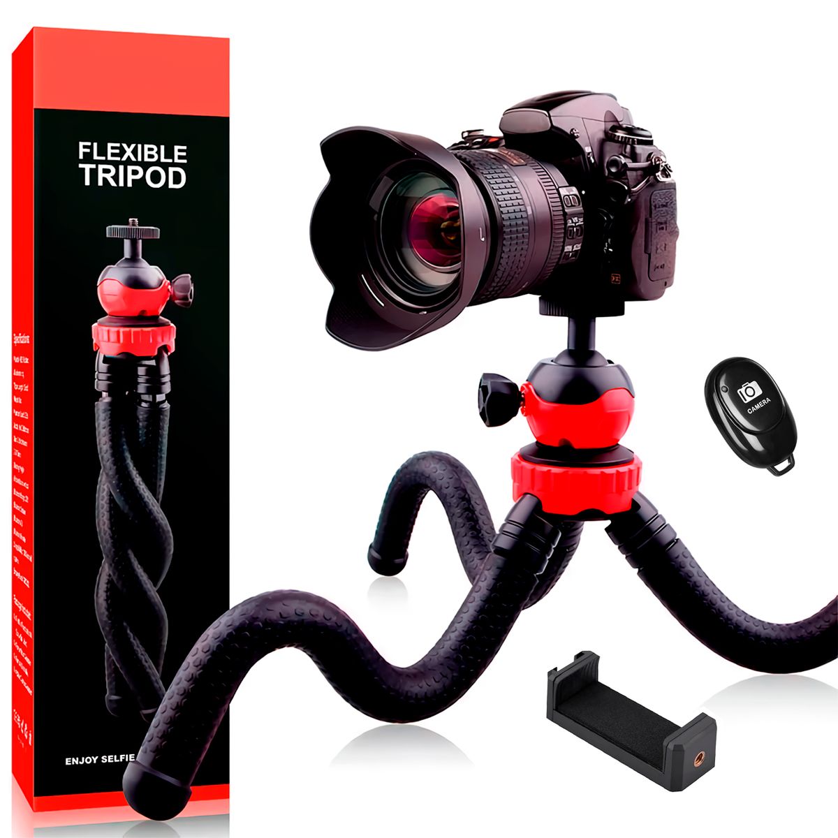 GENERICO - Trípode Cámaras Flexible Pulpo Adaptador Celular