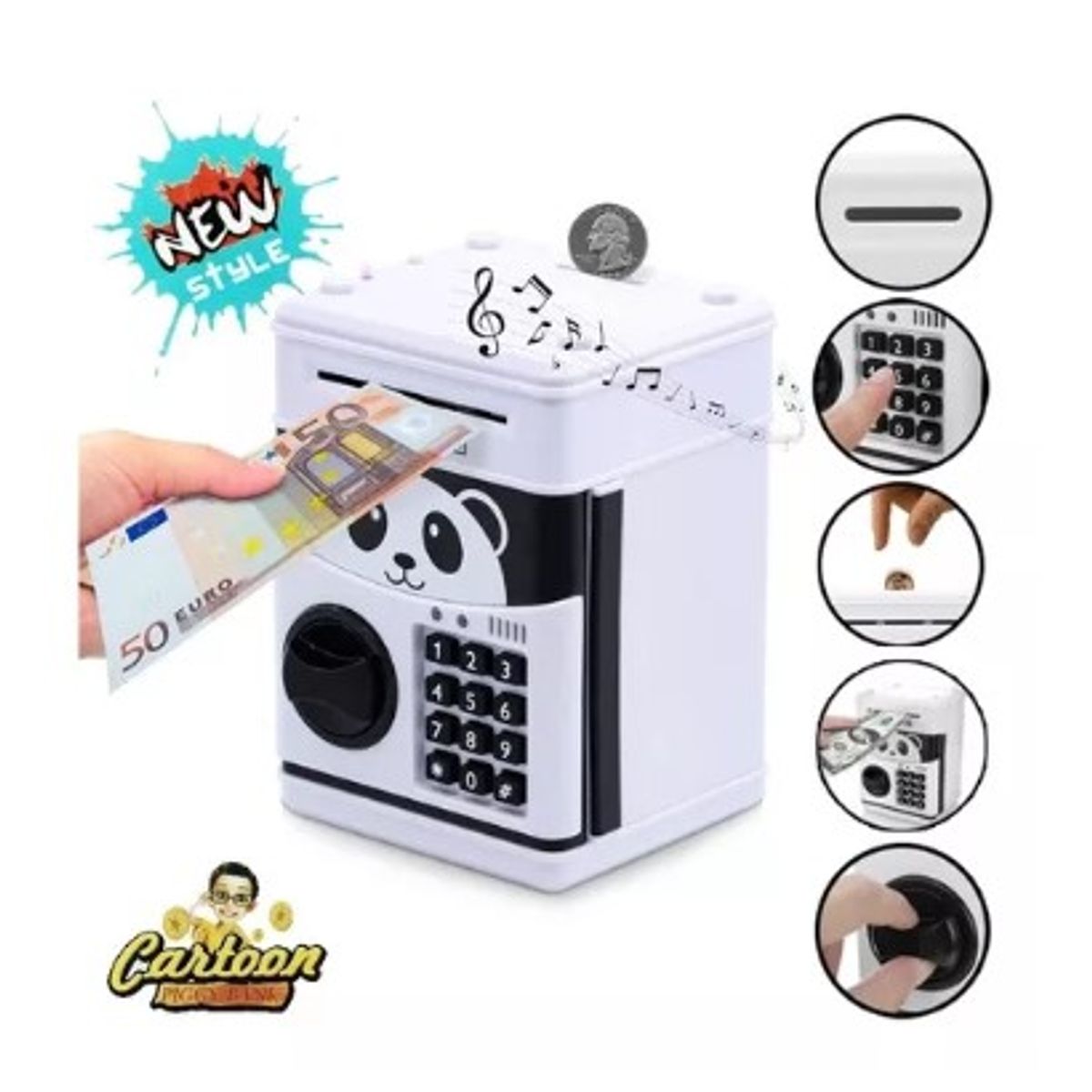 GENERICO - Alcancía caja  electrónica de monedas y billetes - panda