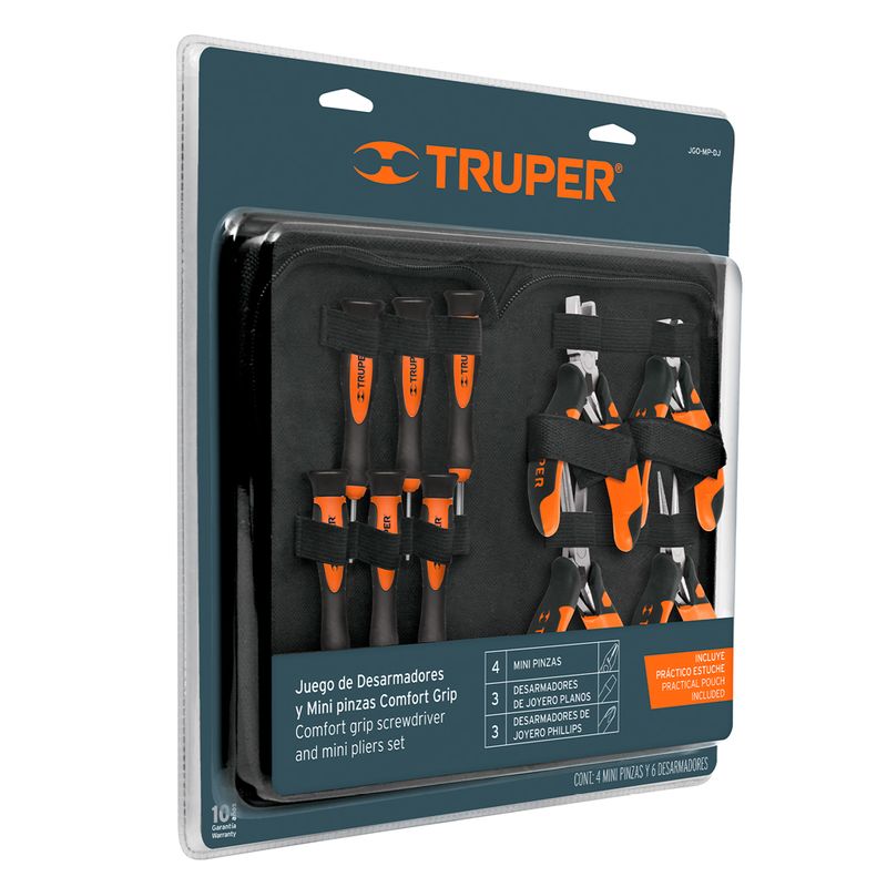 TRUPER - Juego 6 Desarmadores de Joyero y 4 Mini Pinzas 18200 Truper