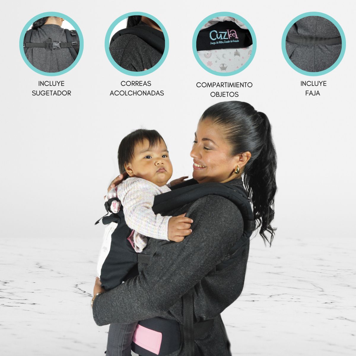 CUZKA - Canguro para Bebé Ergonómico 4 en 1 »PORTER» Blue