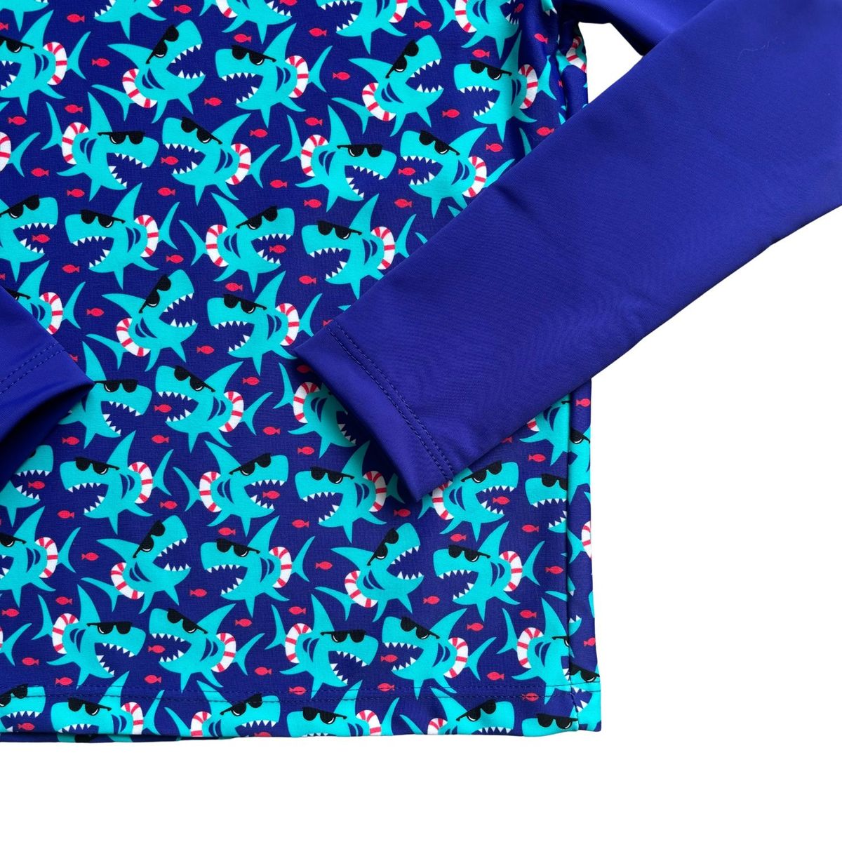 RED CARROT - Polo para nadar unisex manga larga lycra azul tiburones