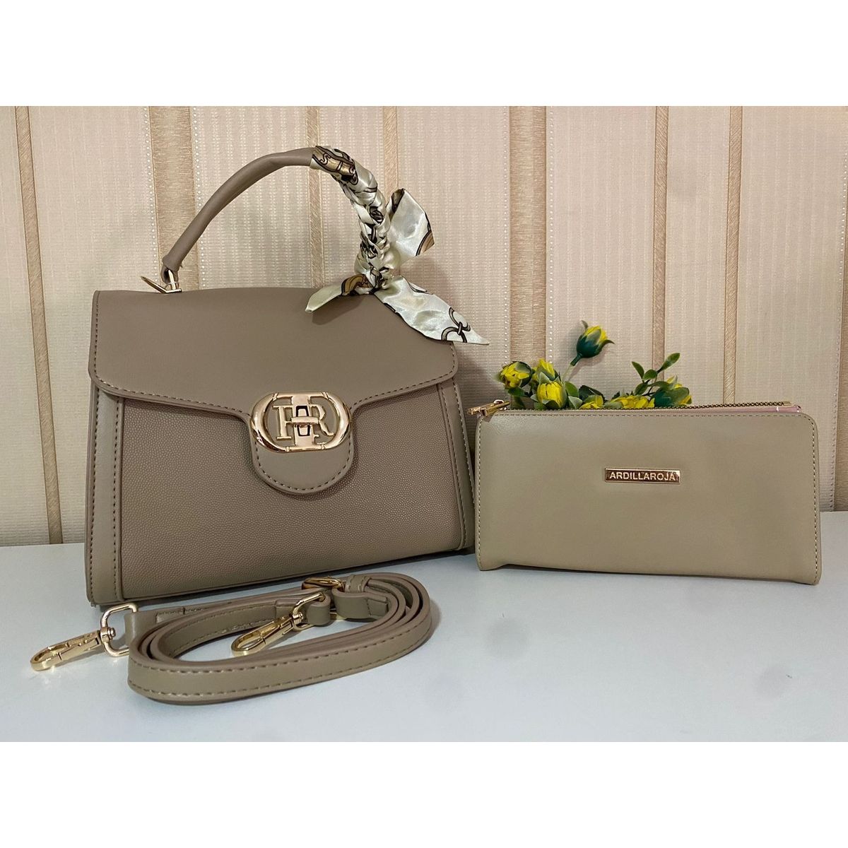 GENERICO - CARTERA BOLSO DE MANO ELEGANTE PREMIUN ALTA CALIDAD TOTE BAG BEIGE