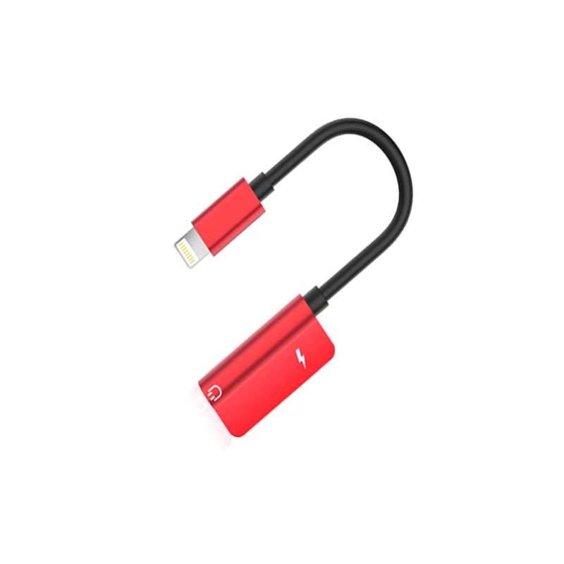 GENERICO - ADAPTADOR IPHONE OTG CARGA Y AUDIO ROJO