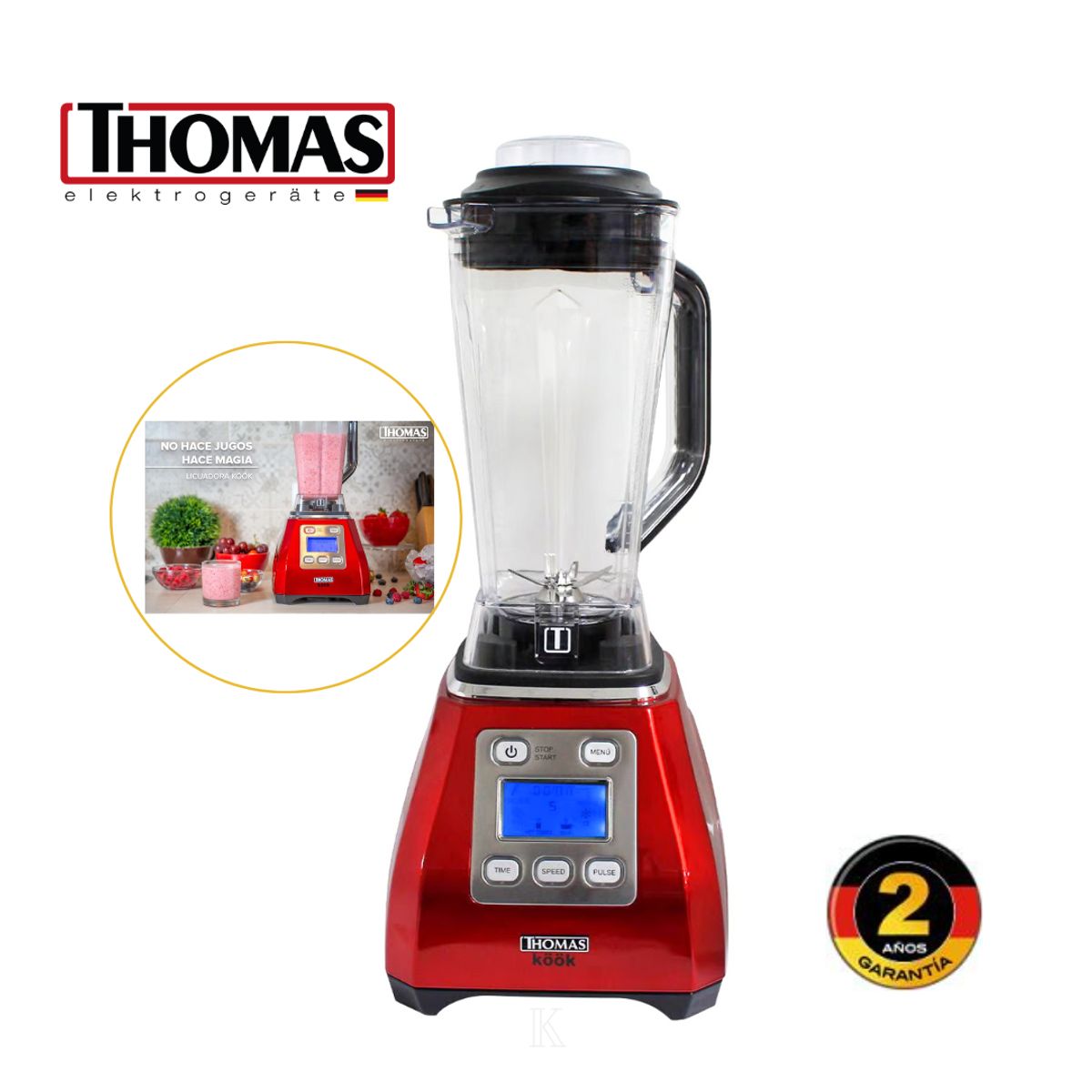 THOMAS - Licuadora Thomas de 1600W y Vaso de 2 Litros