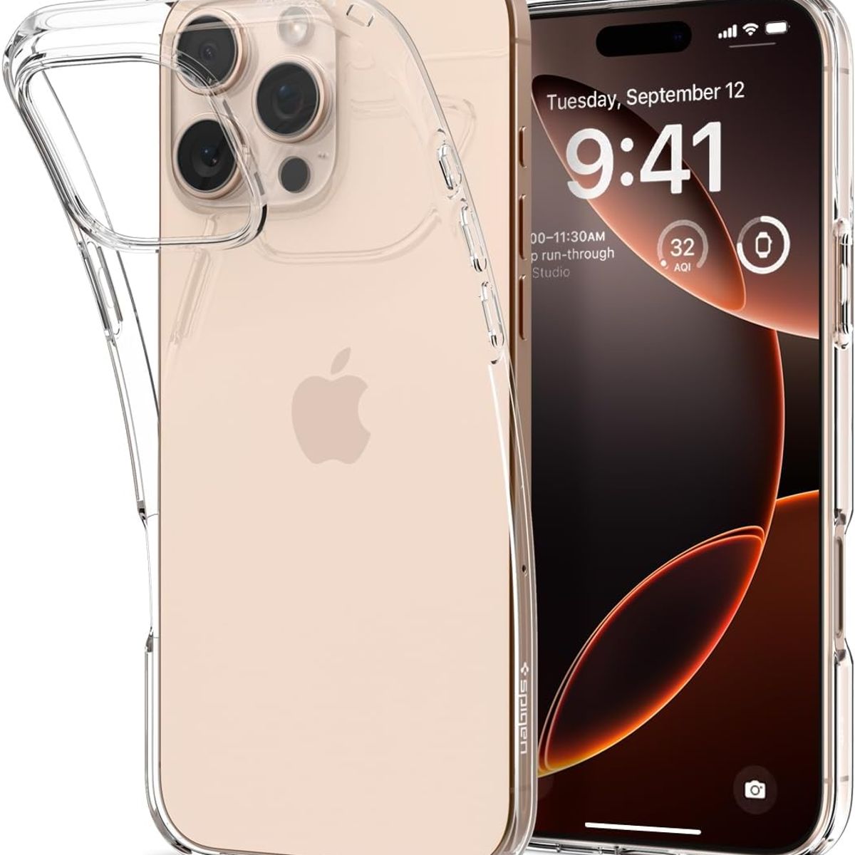 GENERICO - Case Space transparente con mica para Iphone 16 pro