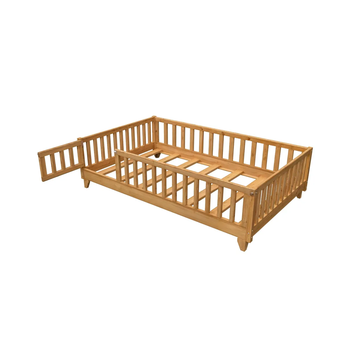 MUEBLES MACRUMO - CAMA MONTESSORI EVOLUTIVA CON BARANDAS DE SEGURIDAD